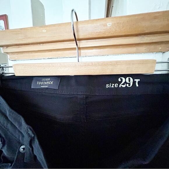 J. Crew Black Distressed Toothpick Ankle Skinny Jeans Size 29 Tall - Picture 3 of 7
